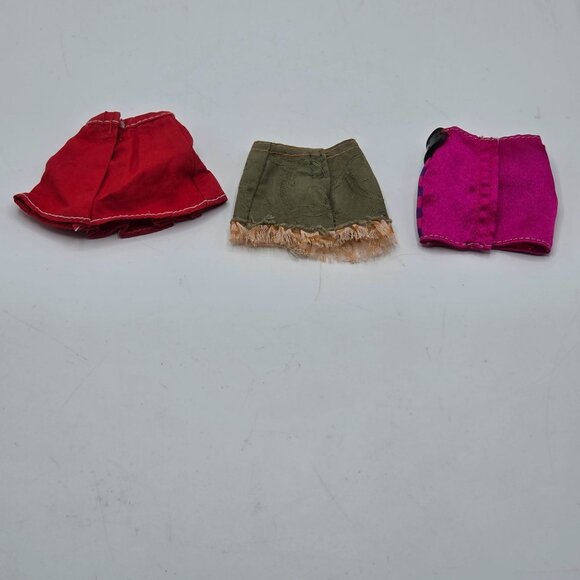 Vintage Barbie Doll Clothing Mini Skirt Collection Red Olive Pink - Picture 5 of 6